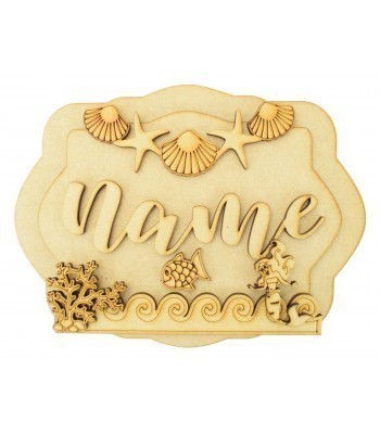 Laser Cut Personalised 3D Layered Rectangle Plaque - Mermaid Themed
